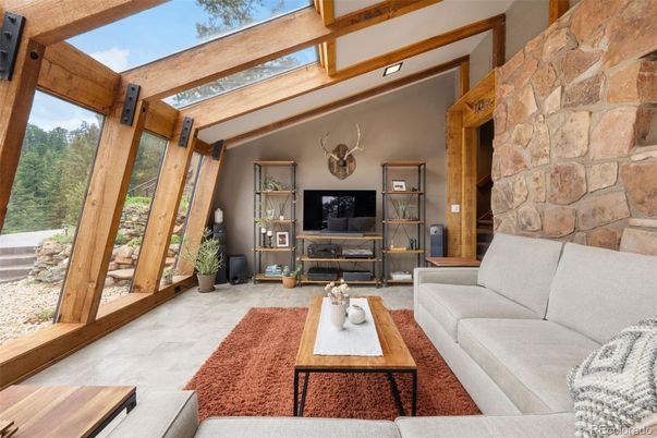 Fireplace, Interior, Living room, Stone Walls, Sun Room