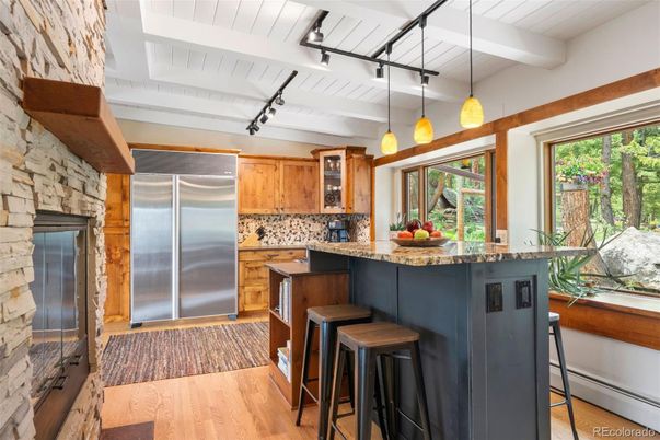 Interior, Kitchen, Pendant Lights, Stainless Steel Appliances, Wood Texture Flooring