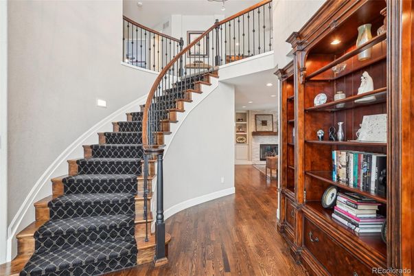 Fireplace, Interior, Recessed Lighting, Wood Texture Flooring