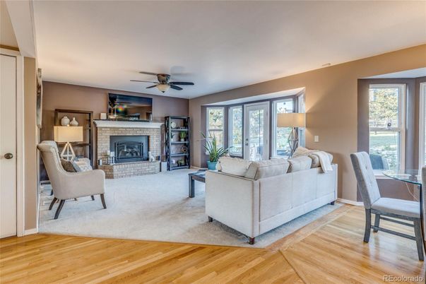 Dining room, Fireplace, Interior, Living room, Wood Texture Flooring