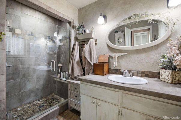 Bathroom, Glass Shower, Interior, Tile Countertops