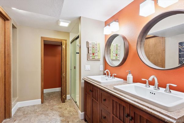 Bathroom, Dual Sink Vanities, Glass Shower, Interior