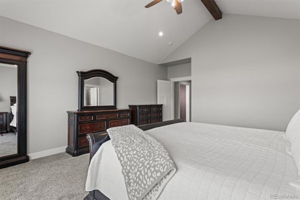Bedroom, Interior, Recessed Lighting, Wooden Beams