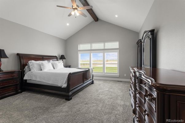 Bedroom, Interior, Recessed Lighting, Wooden Beams