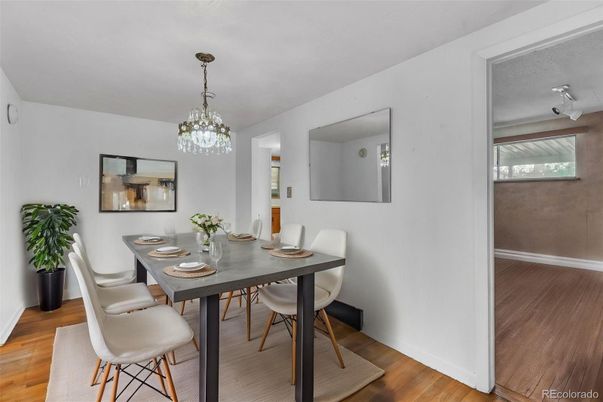 Chandelier, Dining room, Interior, Wood Texture Flooring