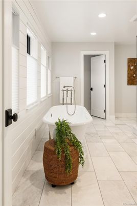Bathroom, Free Standing Baths, Interior, Marble, Recessed Lighting