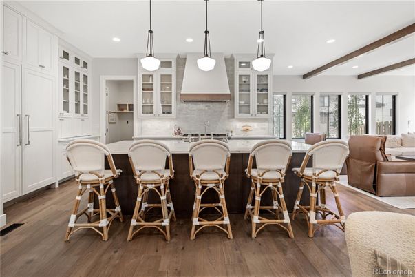 Interior, Kitchen, Living room, Pendant Lights, Recessed Lighting, Wood Texture Flooring
