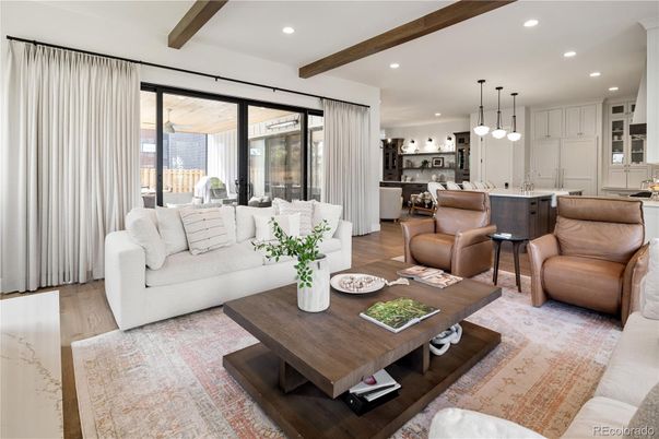Dining room, Interior, Kitchen, Living room, Pendant Lights, Recessed Lighting, Wooden Beams, Wood Texture Flooring