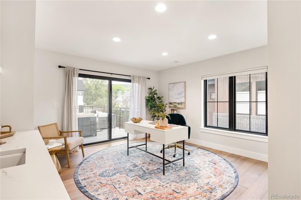 Home Office, Interior, Recessed Lighting, Wood Texture Flooring