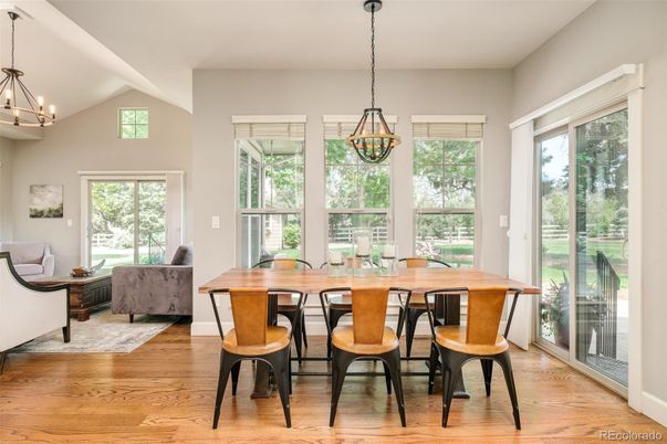 Chandelier, Dining room, Interior, Pendant Lights, Wood Texture Flooring