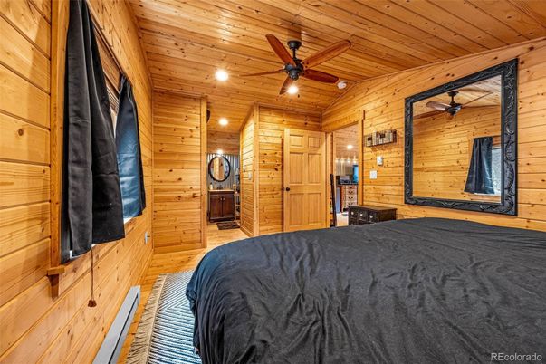 Bedroom, Interior, Recessed Lighting, Wooden Ceilings, Wooden Walls