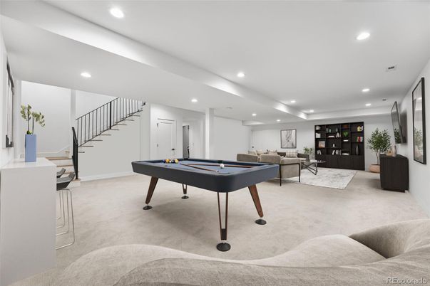 Billiard Table, Game Room, Interior, Living room, Recessed Lighting