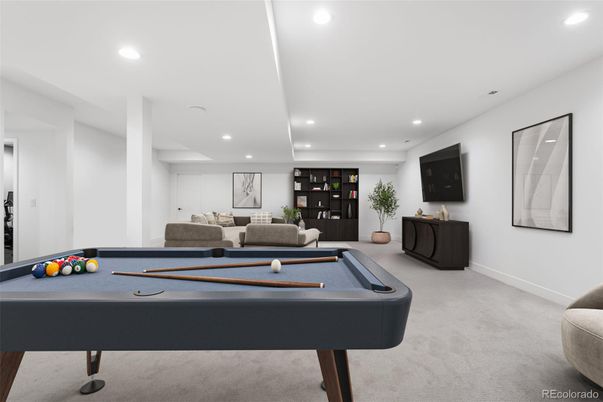 Billiard Table, Game Room, Interior, Living room, Recessed Lighting