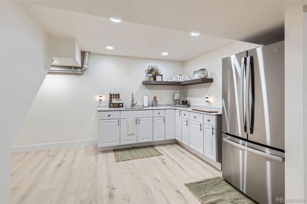Interior, Kitchen, Recessed Lighting, Wood Texture Flooring