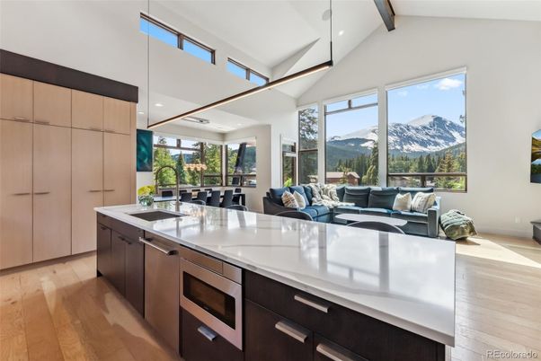 Interior, Kitchen, Living room, Recessed Lighting, Wood Texture Flooring