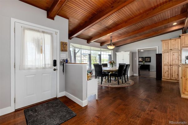 Dining room, Interior, Wooden Beams, Wooden Ceilings, Wood Texture Flooring