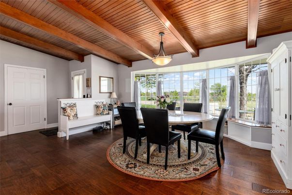 Dining room, Interior, Wooden Beams, Wooden Ceilings, Wood Texture Flooring