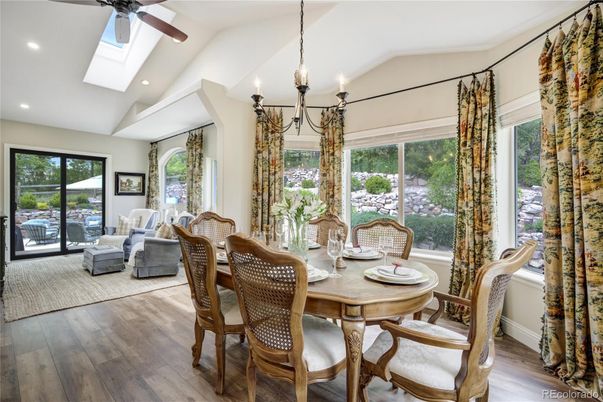 Chandelier, Dining room, Interior, Living room, Recessed Lighting, Wood Texture Flooring
