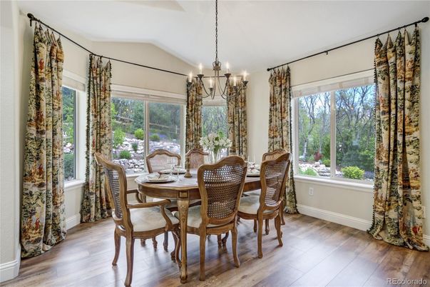 Chandelier, Dining room, Interior, Wood Texture Flooring