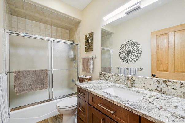 Bathroom, Glass Shower, Interior, Wood Texture Flooring