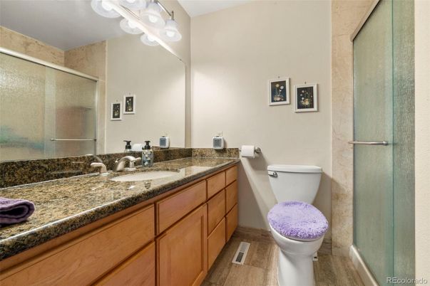 Bathroom, Glass Shower, Interior, Wood Texture Flooring