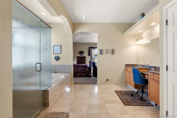 Bathroom, Glass Shower, Home Office, Interior, Recessed Lighting