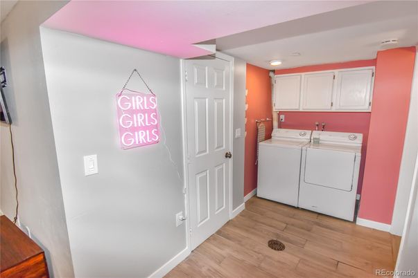 Interior, Recessed Lighting, Utility Closets, Washer, Wood Texture Flooring