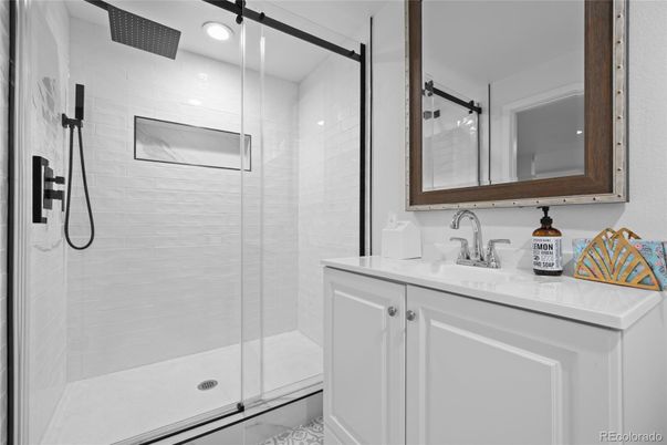 Bathroom, Glass Shower, Interior, Recessed Lighting