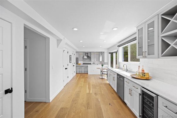 Interior, Kitchen, Recessed Lighting, Wood Texture Flooring
