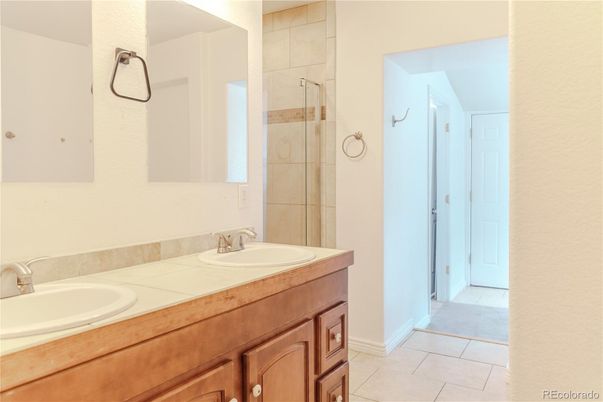 Bathroom, Dual Sink Vanities, Glass Shower, Interior, Tile Countertops