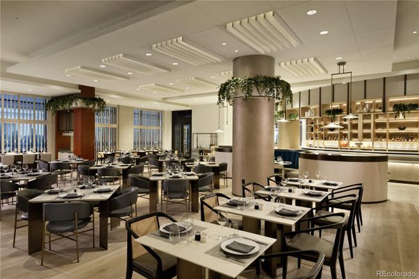 Dining room, Interior, Pendant Lights, Recessed Lighting, Wood Texture Flooring