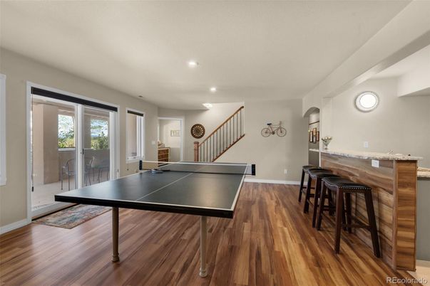 Game Room, Interior, Recessed Lighting, Wood Texture Flooring