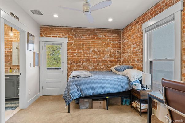 Bedroom, Interior, Recessed Lighting, Stone Walls