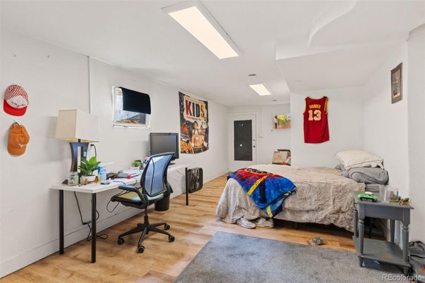 Bedroom, Home Office, Interior, Recessed Lighting, Wood Texture Flooring