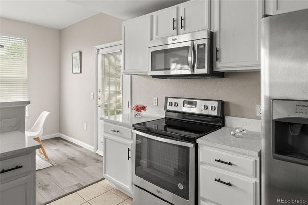 Interior, Kitchen, Stainless Steel Appliances, Wood Texture Flooring