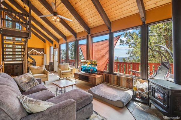 Fireplace, Interior, Living room, Sun Room, Wooden Beams, Wooden Ceilings