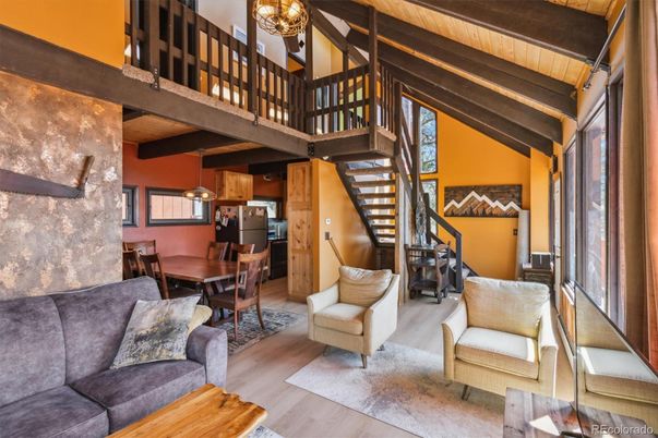 Chandelier, Dining room, Interior, Living room, Pendant Lights, Wooden Beams, Wood Texture Flooring