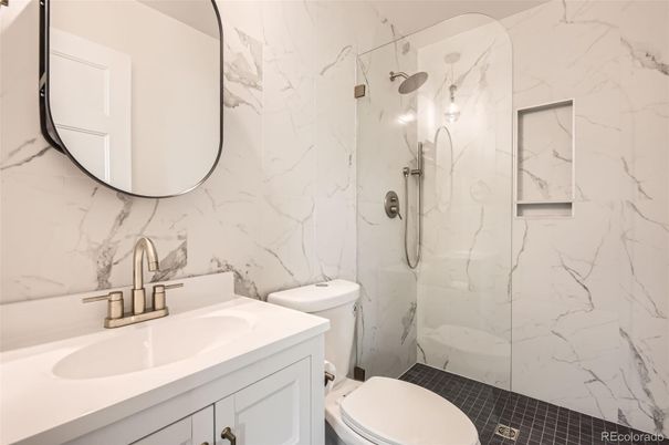 Bathroom, Glass Shower, Interior, Marble Walls