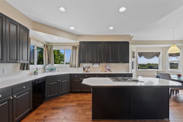 Interior, Kitchen, Pendant Lights, Recessed Lighting, Wood Texture Flooring