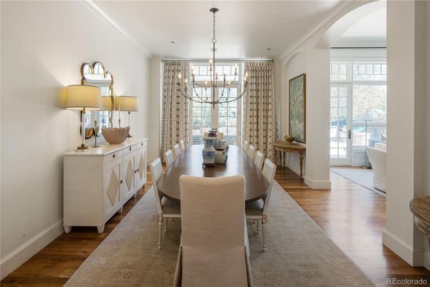 Chandelier, Dining room, Interior, Wood Texture Flooring