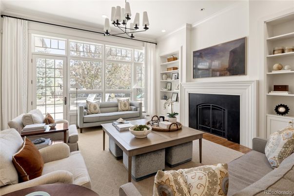 Fireplace, Interior, Living room, Pendant Lights, Recessed Lighting, Wood Texture Flooring