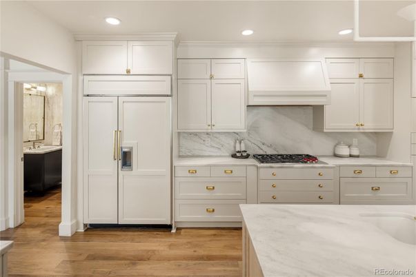 Interior, Marble Walls, Recessed Lighting, Wood Texture Flooring