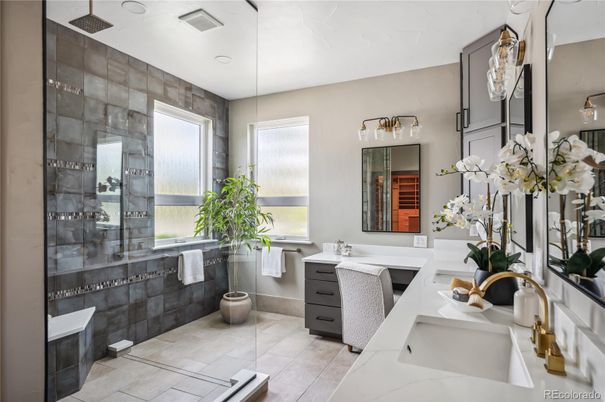 Bathroom, Dual Sink Vanities, Glass Shower, Interior, Recessed Lighting