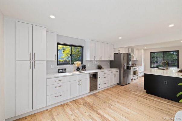 Interior, Kitchen, Recessed Lighting, Wood Texture Flooring