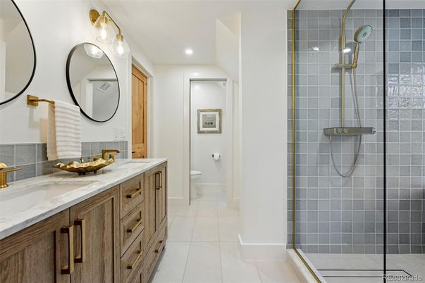 Bathroom, Dual Sink Vanities, Glass Shower, Interior, Recessed Lighting