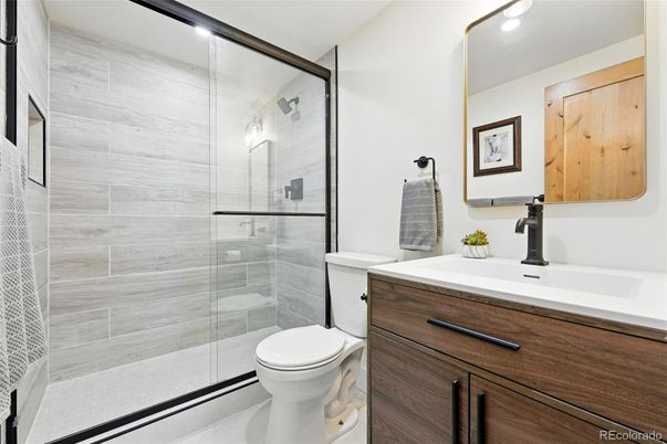 Bathroom, Glass Shower, Interior, Recessed Lighting
