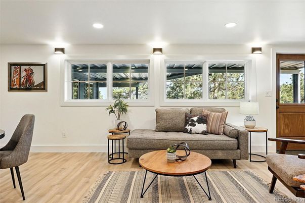 Interior, Living room, Recessed Lighting, Wood Texture Flooring
