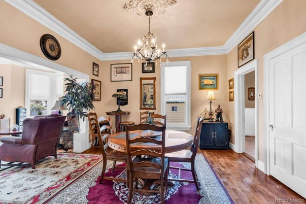 Chandelier, Dining room, Interior, Wood Texture Flooring