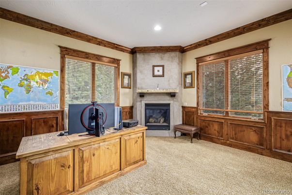 Fireplace, Home Office, Interior, Recessed Lighting
