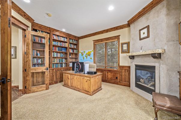 Fireplace, Home Office, Interior, Recessed Lighting